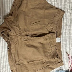 Maeve Tan Workwear Shorts with Contrast Stitching